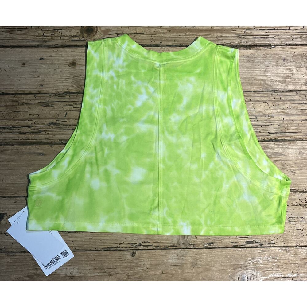 Lululemon Sz 8 All Yours Crop Tank Marmoledo Tie Dye Electric Lime NWT - Picture 2 of 2